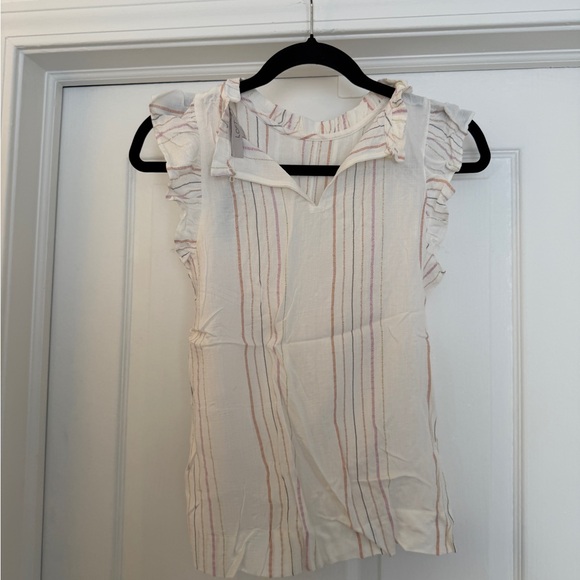 LOFT Multicolor Striped Ruffle Sleeve Blouse - Picture 2 of 3